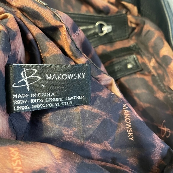 B Makowsky Large Soft Black Leather Shoulder Purse Bucket Bag - Picture 8 of 15